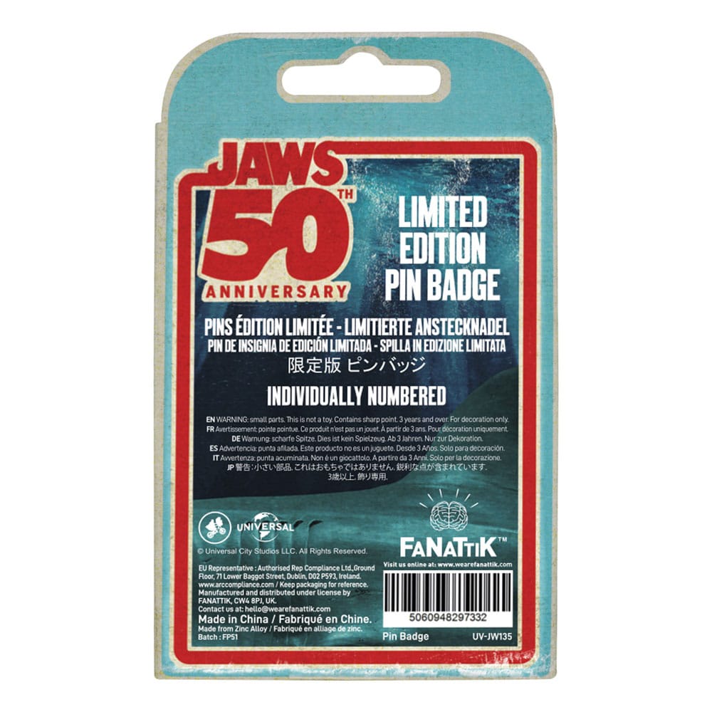 Jaws Pin Badge 50th Anniversary Ship in Bottle