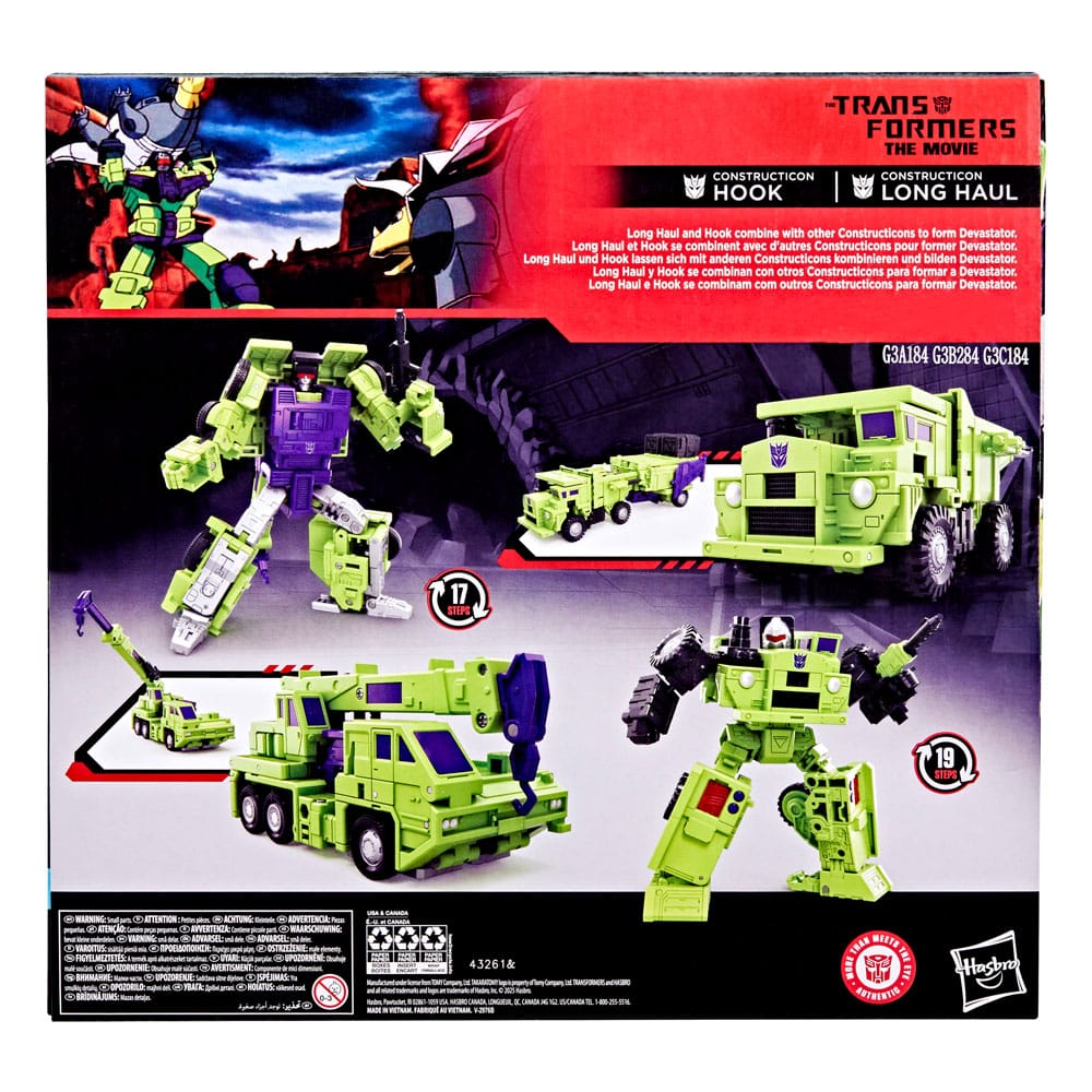 The Transformers: The Movie Action Figure 2-Pack Constructicon Hook & Constructicon Long Haul 16 cm