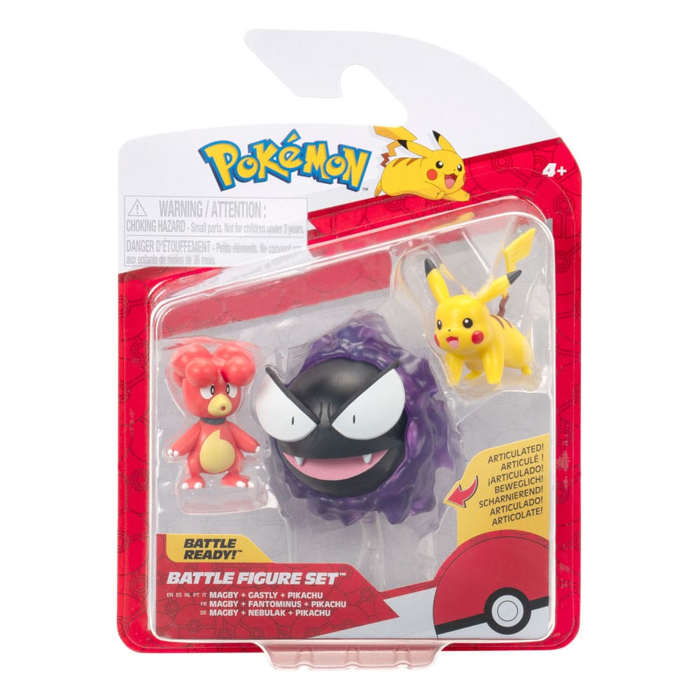 Pokémon First Partner Battle Figure Set Figure 3-Pack Magby, Pikachu & Gastly