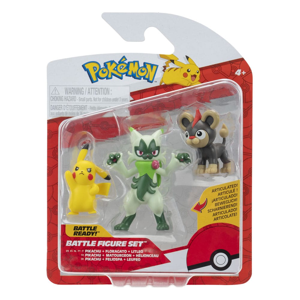 Pokémon First Partner Battle Figure Set Figure 3-Pack Litleo, Pikachu & Floragato