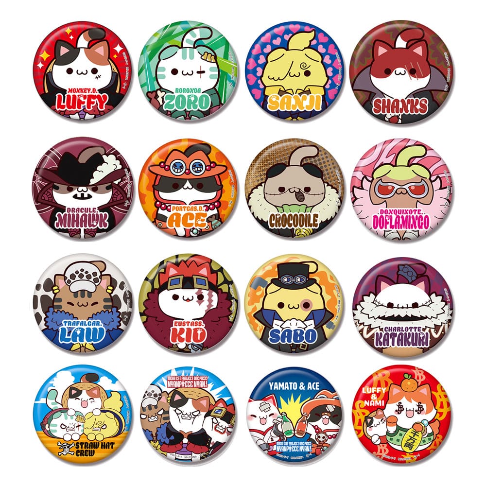 One Piece Mega Cat Project Nyan Piece Nyan! Enamel Pins 5 cm Assortment (16)