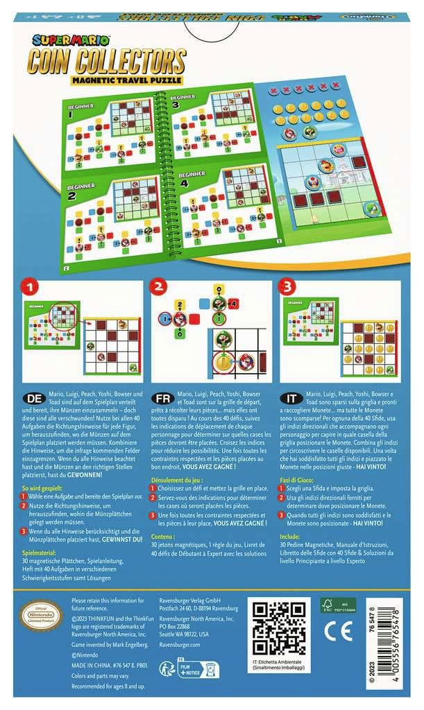 Mario Kart Magnetic Travel Game Coin Collectors DE-FR-IT Version