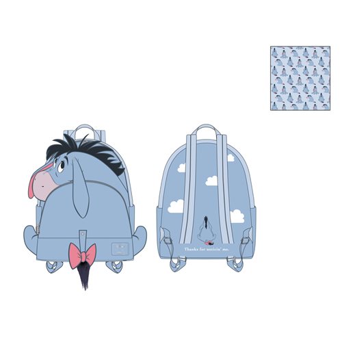 Loungefly Disney Eeyore Blue Mini Faux Leather Backpack with Front Pocket - Multicolored