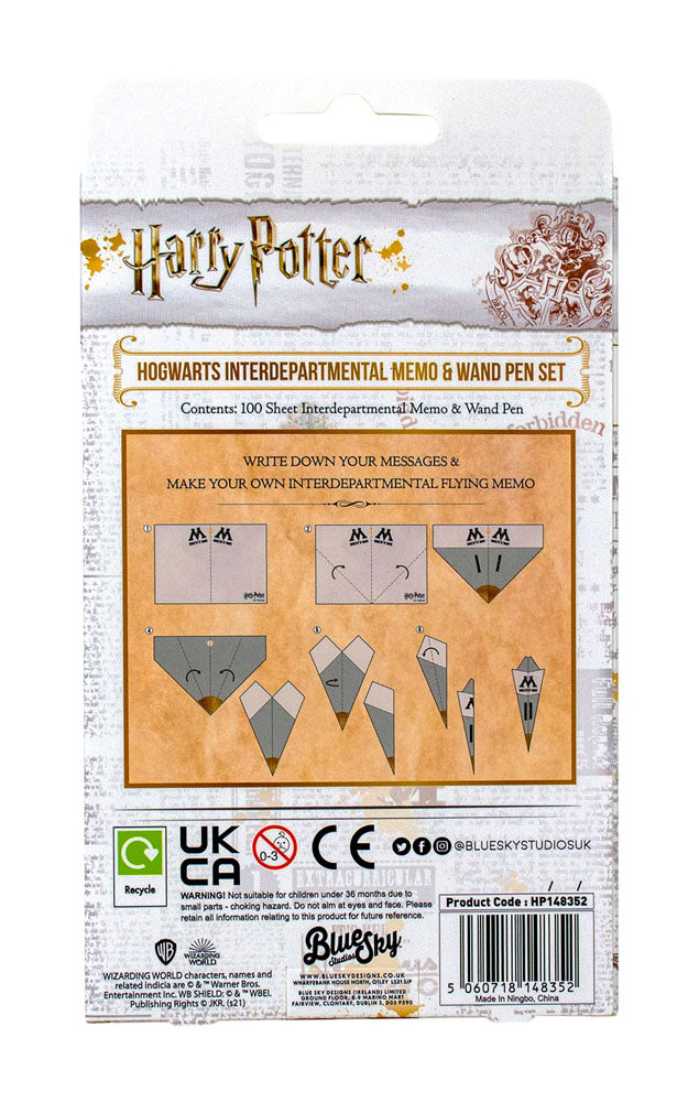 Harry Potter Interdepartmental Memo with Wand Pen Set Hogwarts 