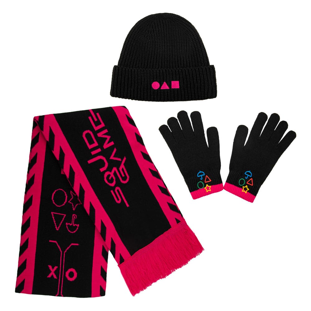 Squid Game Scarf, Beanie, Gloves Set Squid Game 