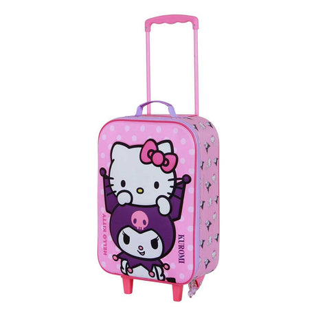 Sanrio Soft 3D Trolley Suitcase Hello Kitty Playful Pink 52 cm 