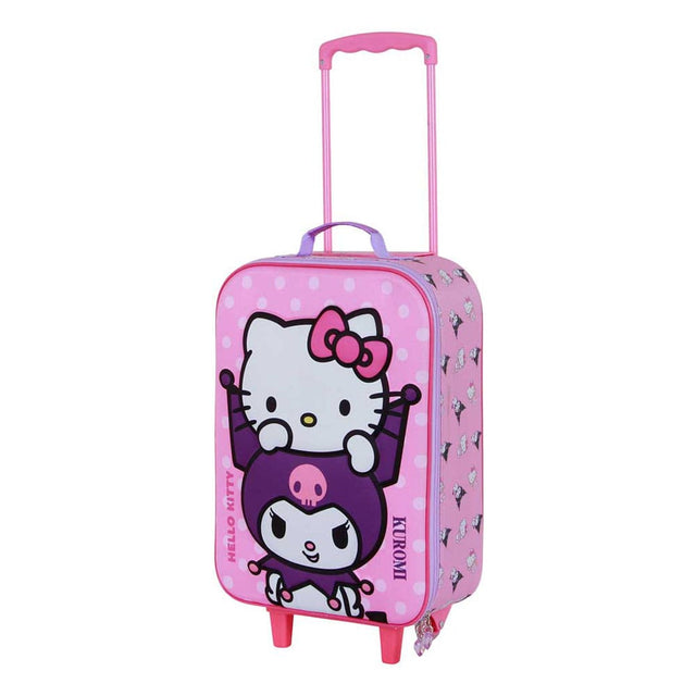 Sanrio Soft 3D Trolley Suitcase Hello Kitty Playful Pink 52 cm 