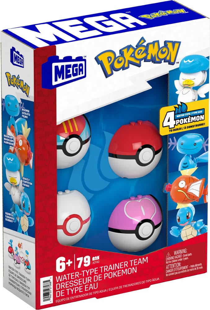 Pokémon MEGA Construction Set Water-Type Trainer Team Building Toy Kit 