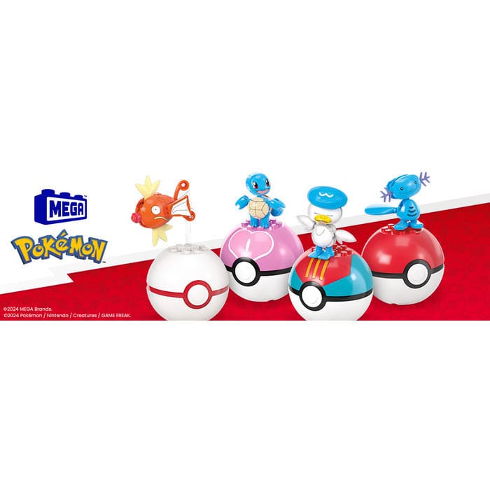 Pokémon MEGA Construction Set Water-Type Trainer Team Building Toy Kit 