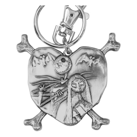 Nightmare before Christmas Metal Keychain Jack and Sally in Heart 