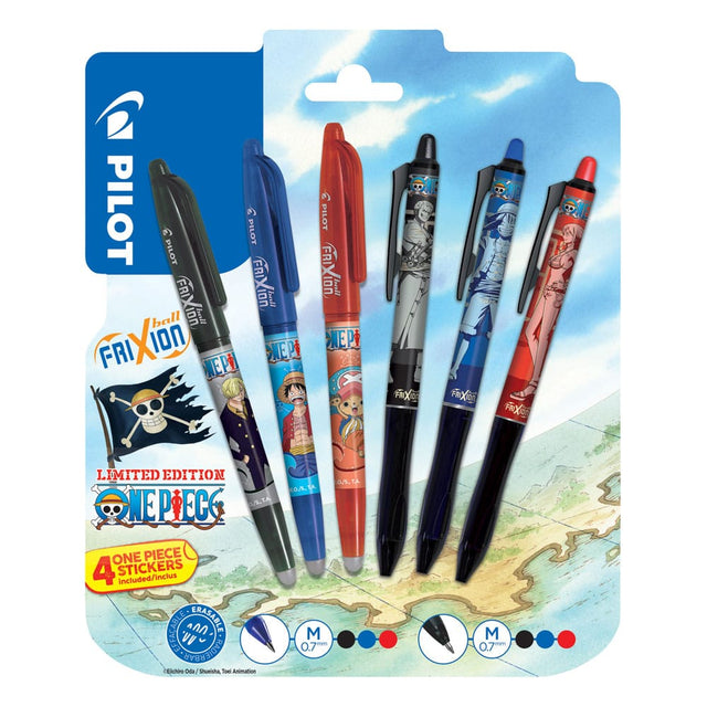 One Piece 6-pack Rollerball pen FriXion Ball & Ball+ Limited Sticker Edition LE 0.7