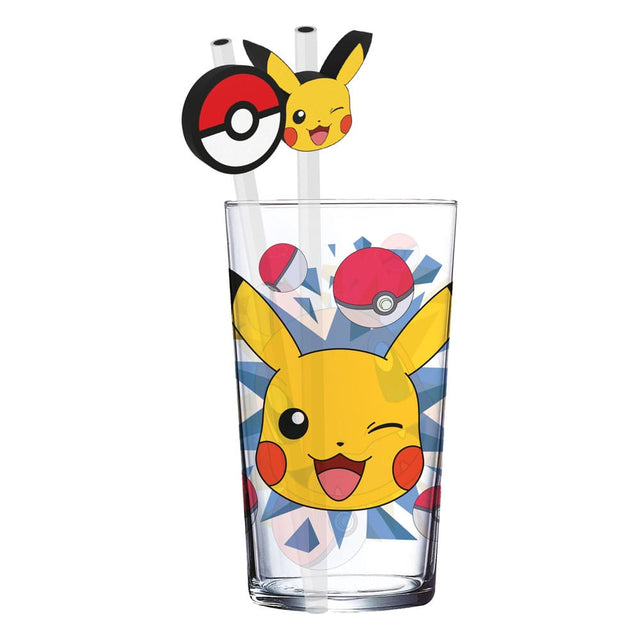 Pokémon Glass Tumbler with Straws Pikachu 485 ml