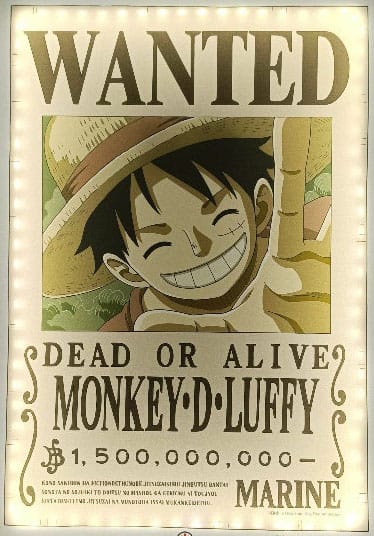One Piece LED Wall Lamp Light Wanted Luffy 30 cm 